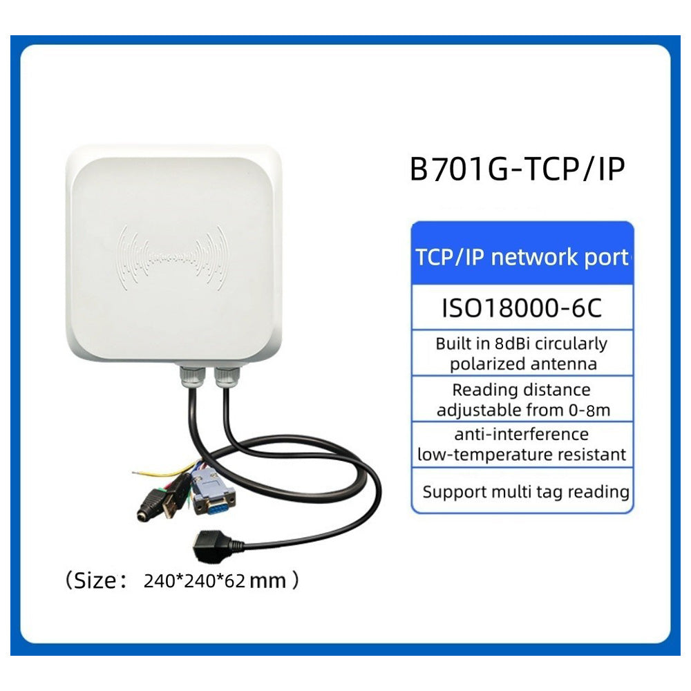 8M Long Range UHF 915Mhz ISO-18000-6C WG26/34/232/485 4G TCP output 7dBi Reader