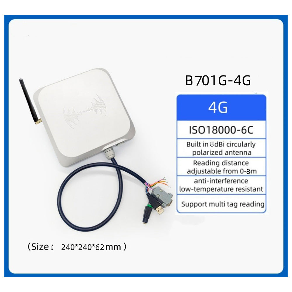 8M Long Range UHF 915Mhz ISO-18000-6C WG26/34/232/485 4G TCP output 7dBi Reader
