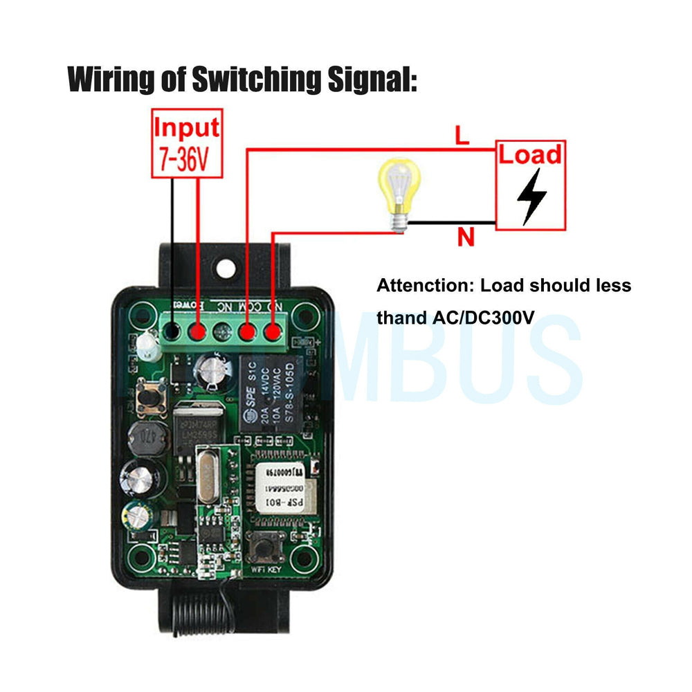 433Mhz 1 Channel 2.4G WiFi RF Remote Control Relay for Home Appliances