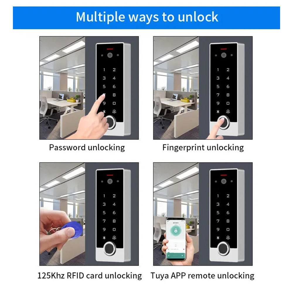 Tuya Visual Intercom Metal Fingerprint Keypad 125KHz EM Standalone Access Control