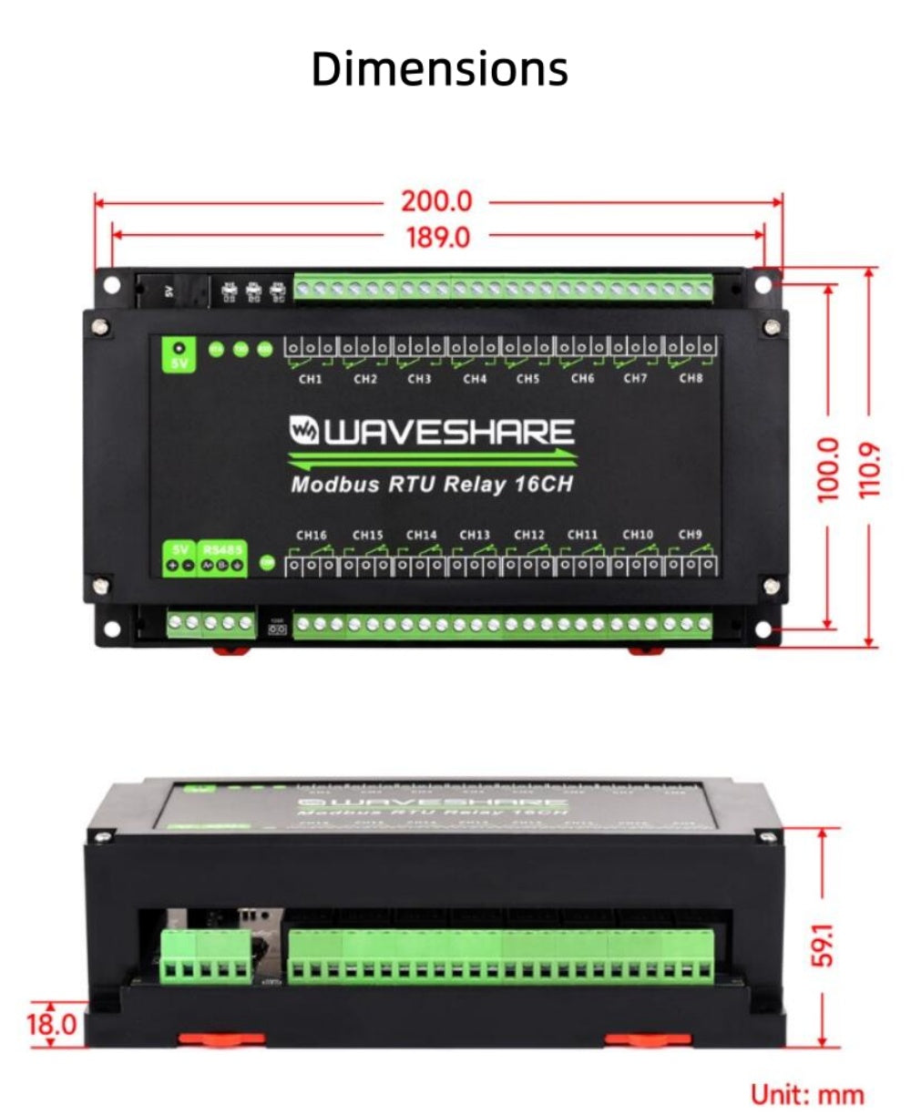 16-Channel RS485 relay communication module Modbus RTU