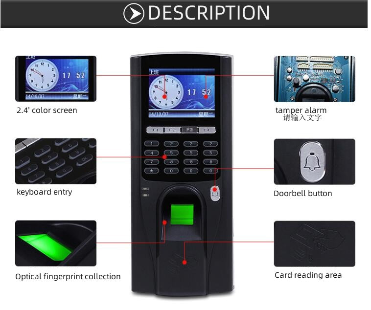 Professional Fingerprint,Time Clock Door,Access Control,,ID Card,Password