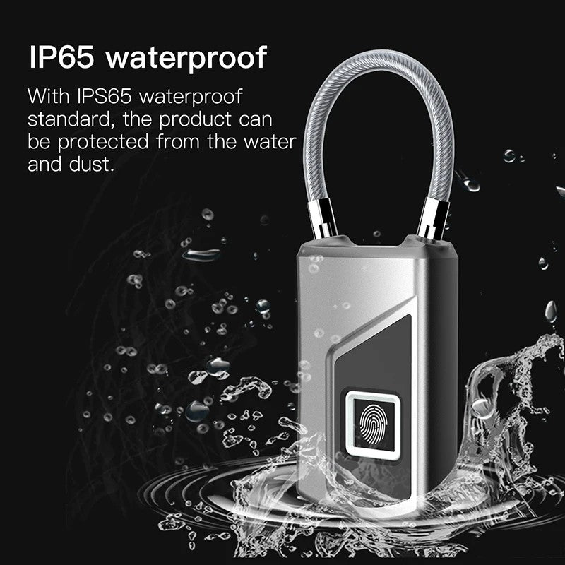 Fingerprint Door Lock Waterproof USB Charging Smart Keyless Anti-Theft Padlock