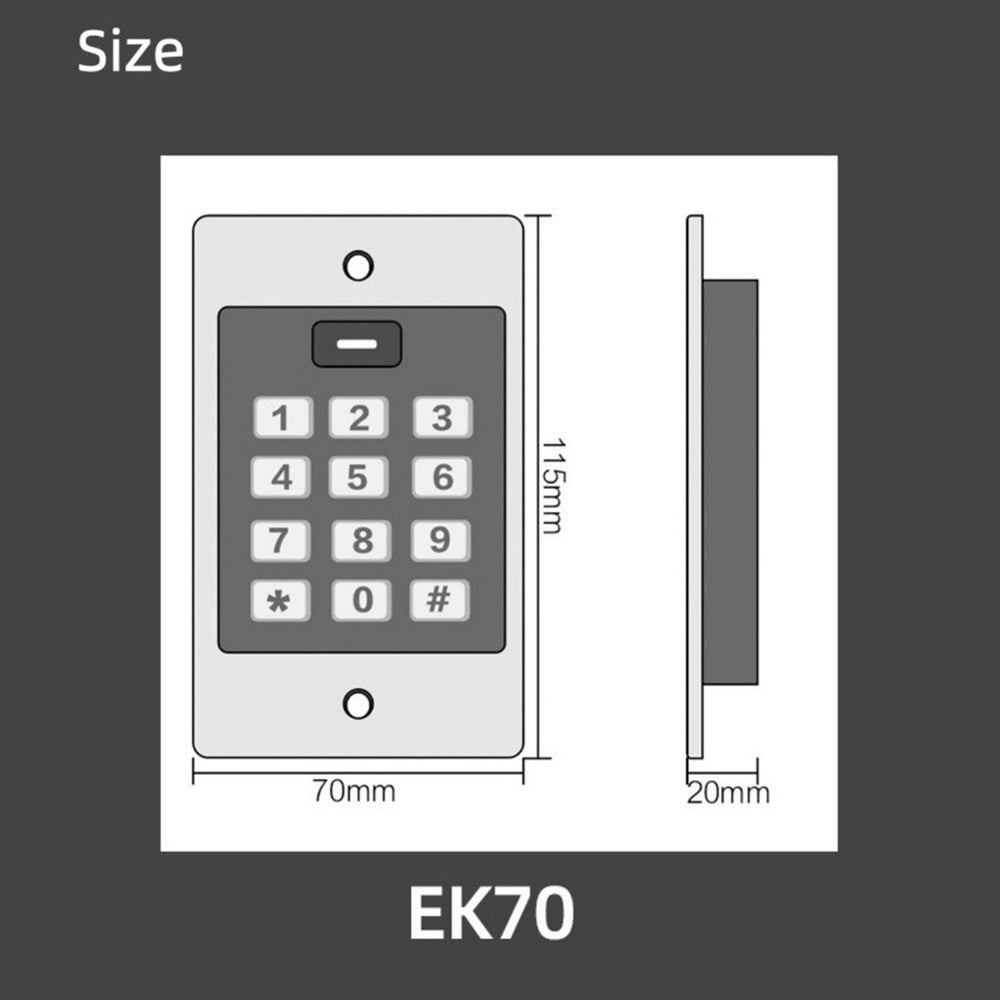 Embedded Waterproof 13.56MHz MF/IC 2k User Keypad Standalone Access Controller