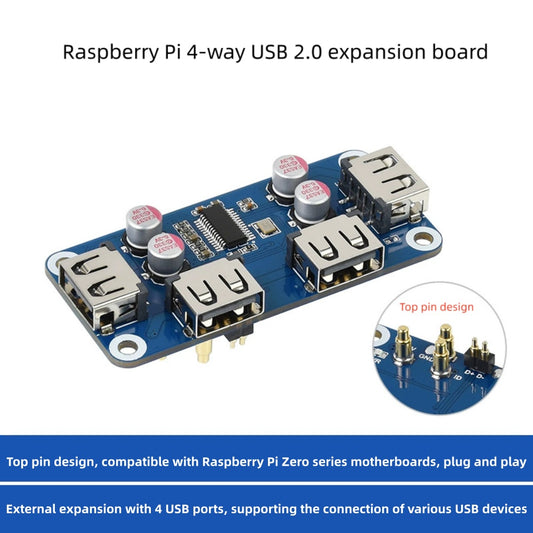 USB HUB HAT (B) for Raspberry Pi Series, 4x USB 2.0 Ports