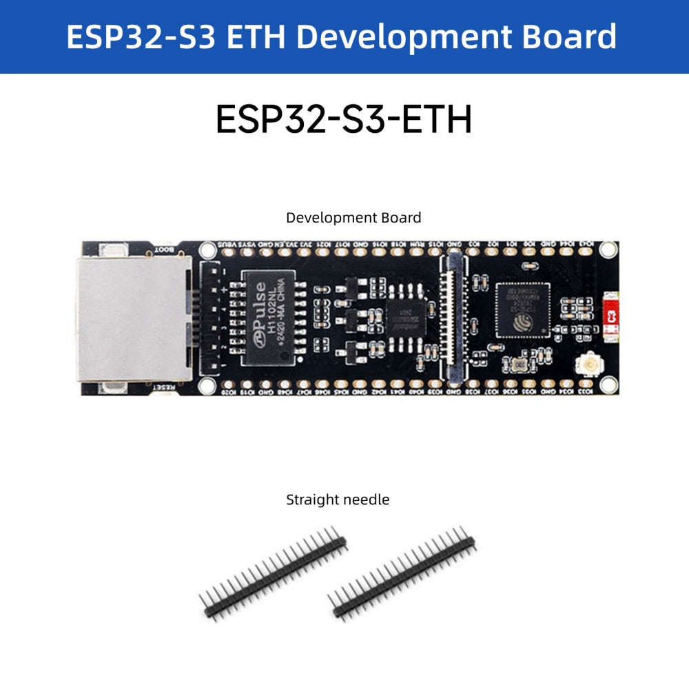 ESP32-S3 ETH Development Board, 10/100Mbps RJ45 Ethernet port, Wi-Fi & Bluetooth Support, 240MHz Dual Core Processor, ESP32 Ethernet Development Board