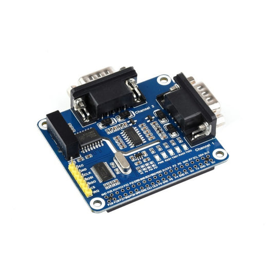 2-Channel Isolated RS232 Expansion HAT for Raspberry Pi, SC16IS752+SP3232 Solution, with Multi Onboard Protection Circuits