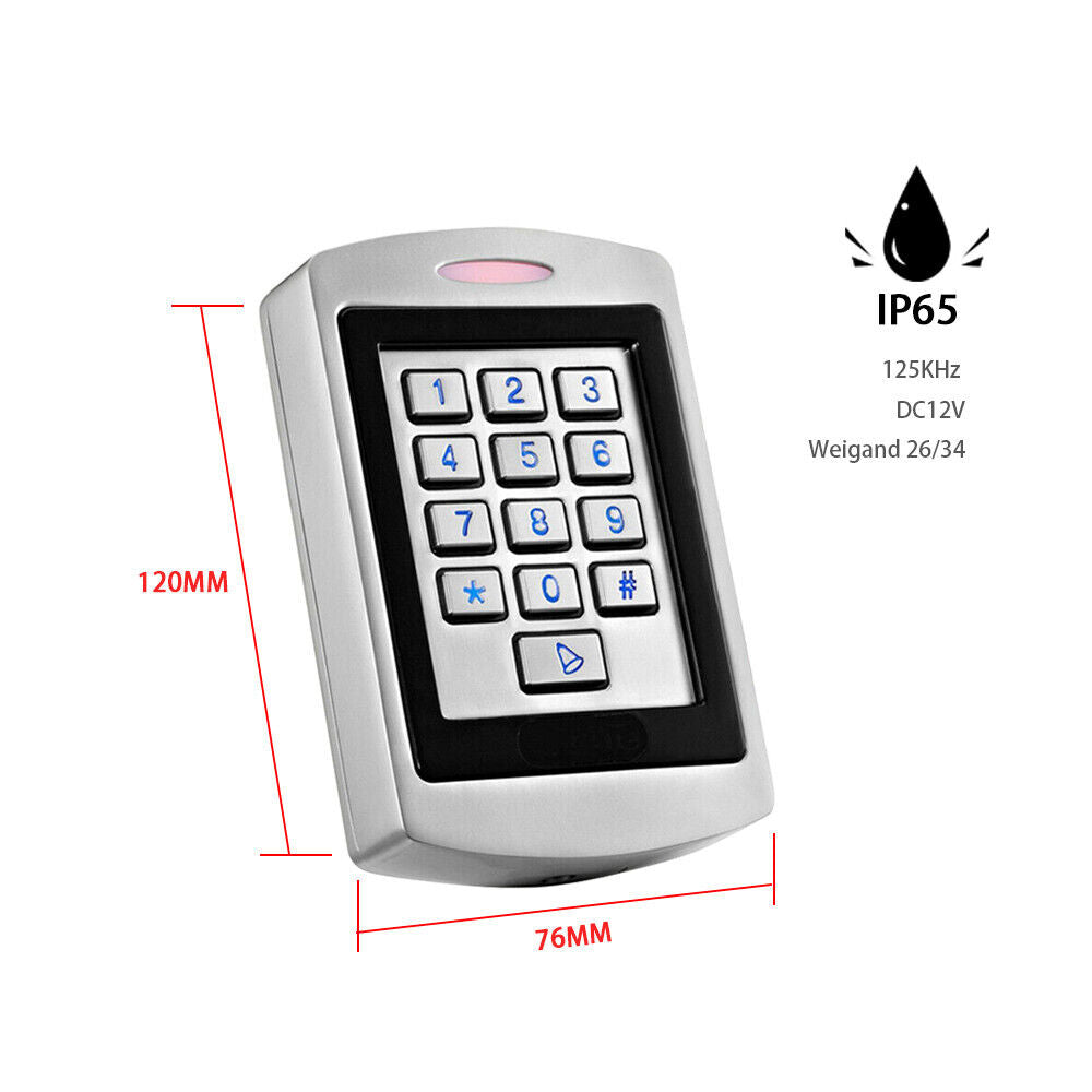 EM ， WG26/34 ， 125KHZ ， 20K User ， Waterproof Metal  ，Standalone Access Control  ， Reader