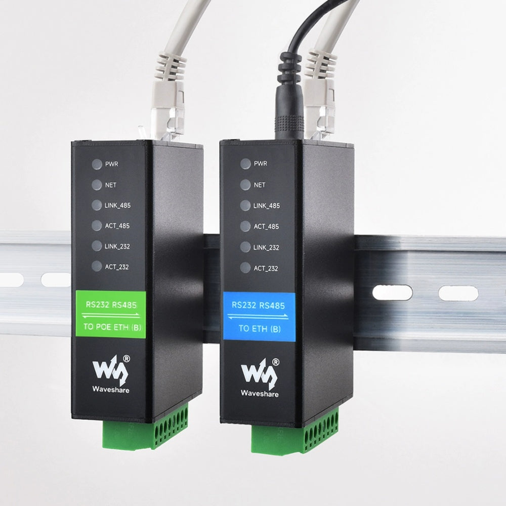 Serial server RS232 RS485 to Ethernet module PoE port powered Modbus gateway