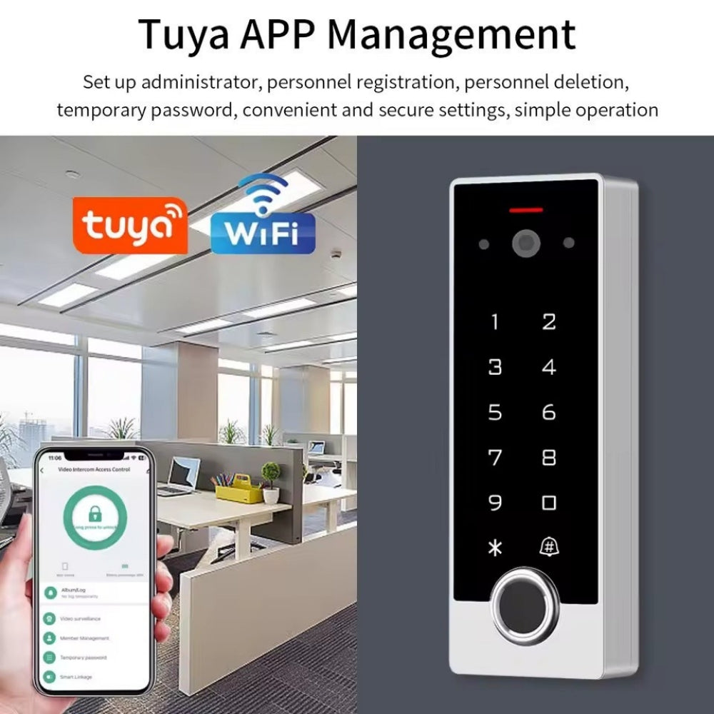 Tuya Visual Intercom Metal Fingerprint Keypad 125KHz EM Standalone Access Control