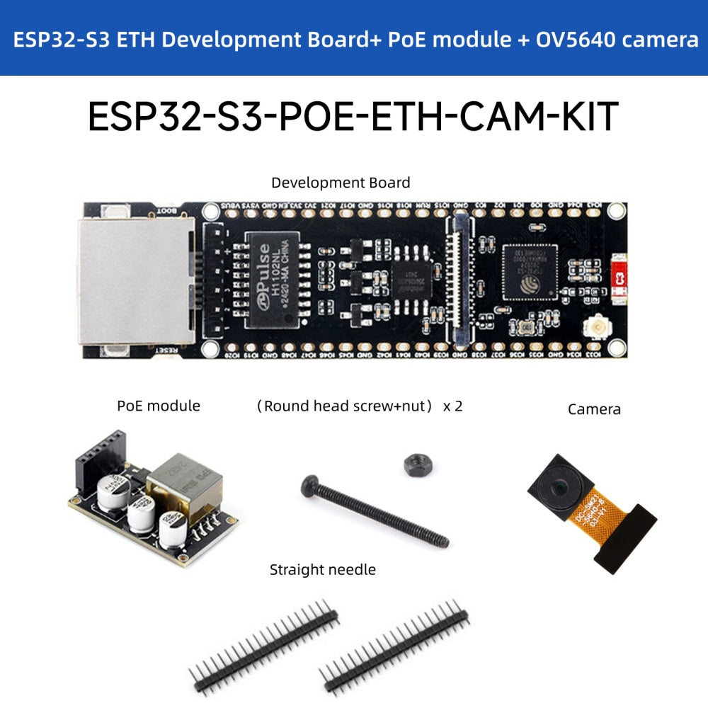 ESP32-S3 ETH Development Board, 10/100Mbps RJ45 Ethernet port, Wi-Fi & Bluetooth Support, 240MHz Dual Core Processor, ESP32 Ethernet Development Board