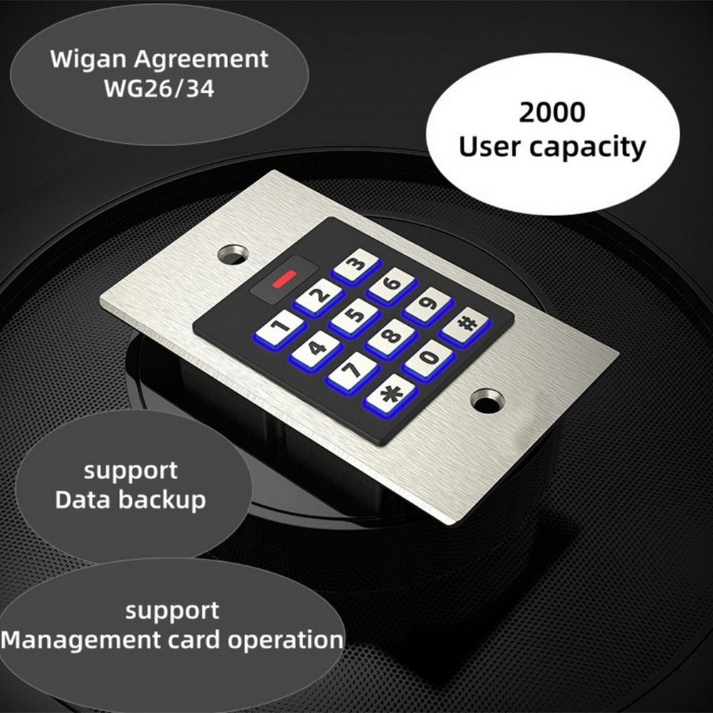 Embedded Waterproof 13.56MHz MF/IC 2k User Keypad Standalone Access Controller
