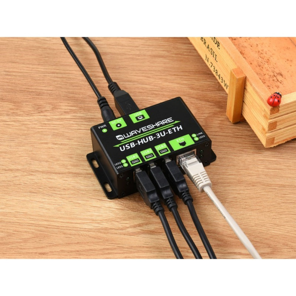 Industrial Grade Multifunctional USB HUB, Extending 3x USB ports + 100M Ethernet Port