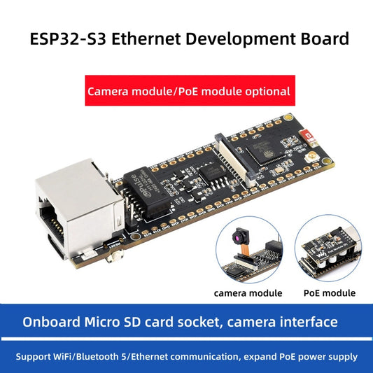 ESP32-S3 ETH Development Board, 10/100Mbps RJ45 Ethernet port, Wi-Fi & Bluetooth Support, 240MHz Dual Core Processor, ESP32 Ethernet Development Board