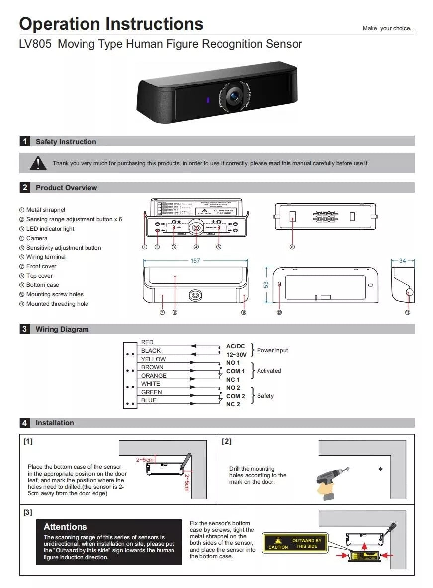 Rotatable Human Figure Recognition Sensor  /AI Intelligent detection/Dual Relay output/ flexible adjustment/surface mounted