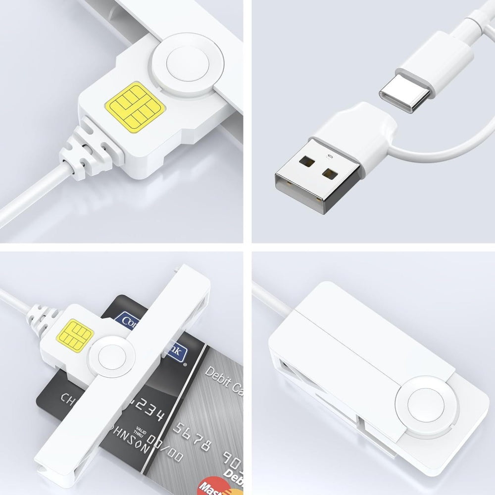 Smart CAC Card Reader USB A Type-C USB Common Access Tax Declaration SIM/ID/Bank Card Reader Common Access CAC Reader