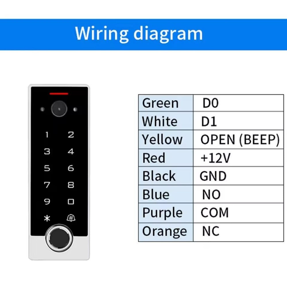 Tuya Visual Intercom Metal Fingerprint Keypad 125KHz EM Standalone Access Control