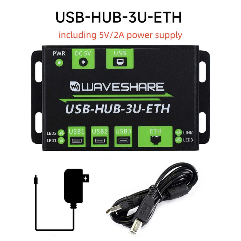Industrial Grade Multifunctional USB HUB, Extending 3x USB ports + 100M Ethernet Port