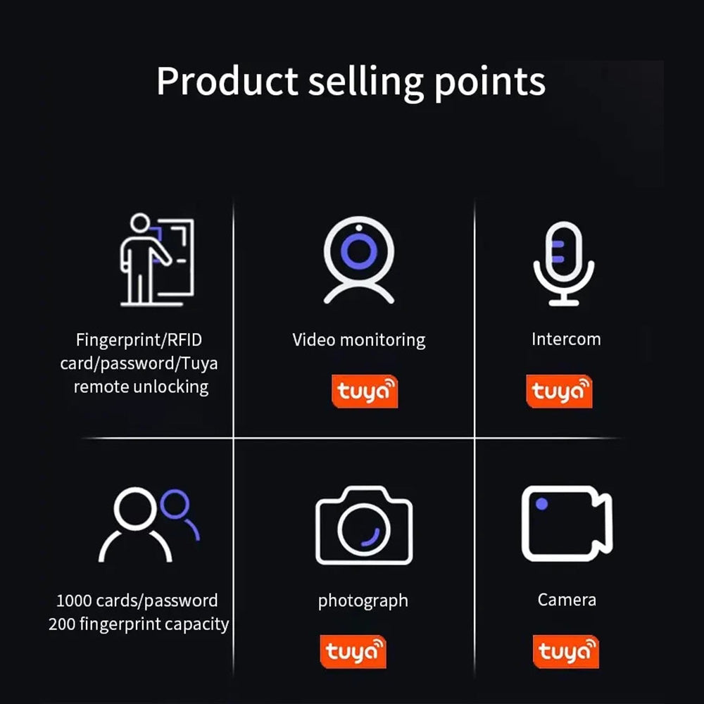 Tuya Visual Intercom Metal Fingerprint Keypad 125KHz EM Standalone Access Control