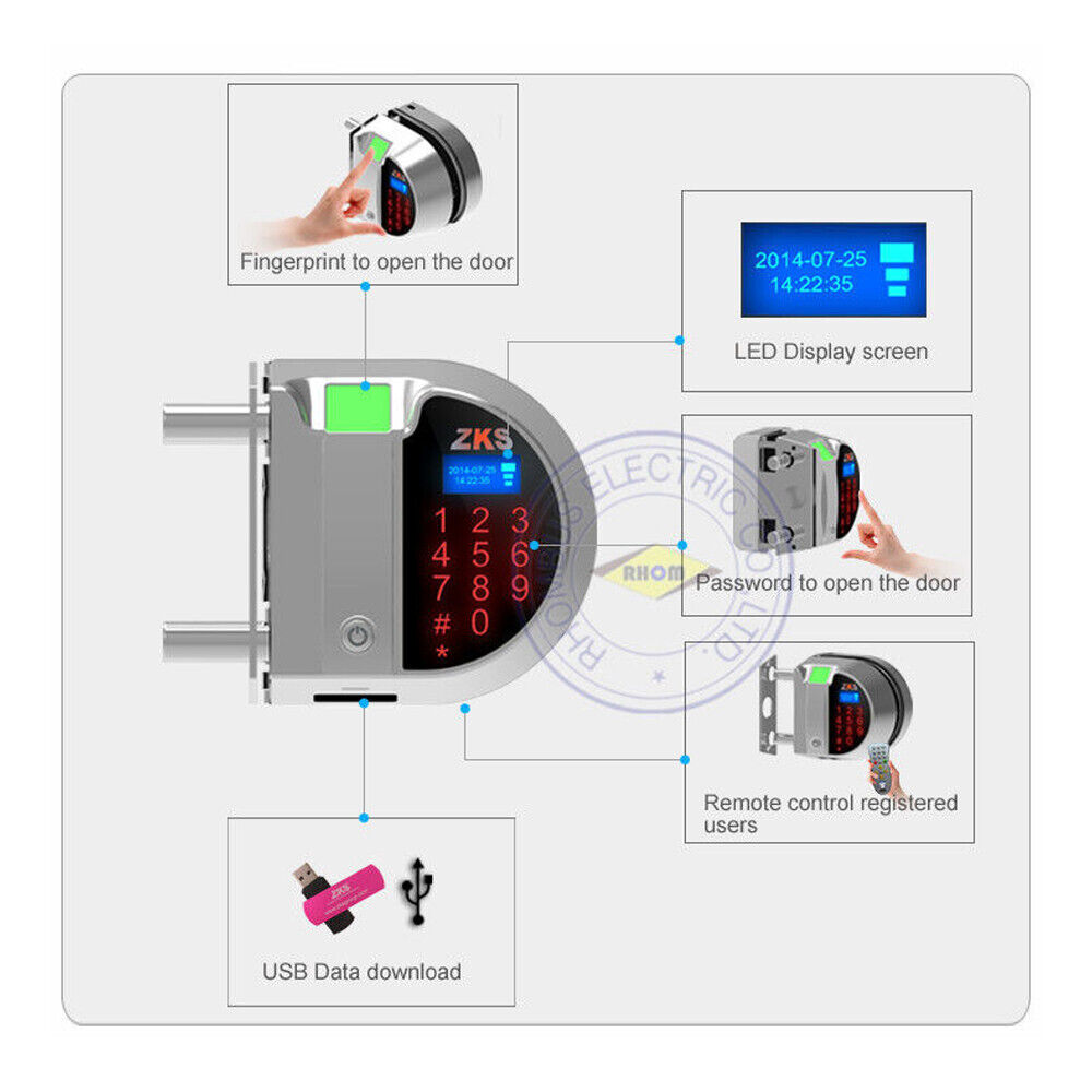 Open Hole ，Single open Fingerprint，password glass door lock for Access control