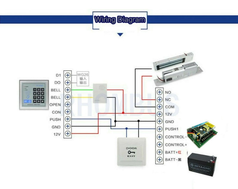 AC100-240V to 12V/5A Power Supply Support Backup Battery for Door Access Control