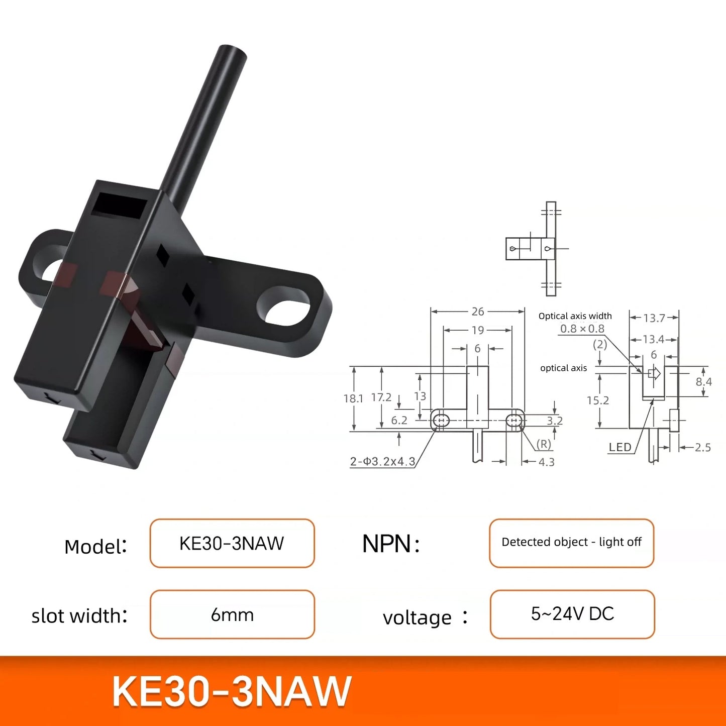 3pcs 5-24VDC U-slot Photoelectric Sensor/Sliding Table Limit Induction Switch