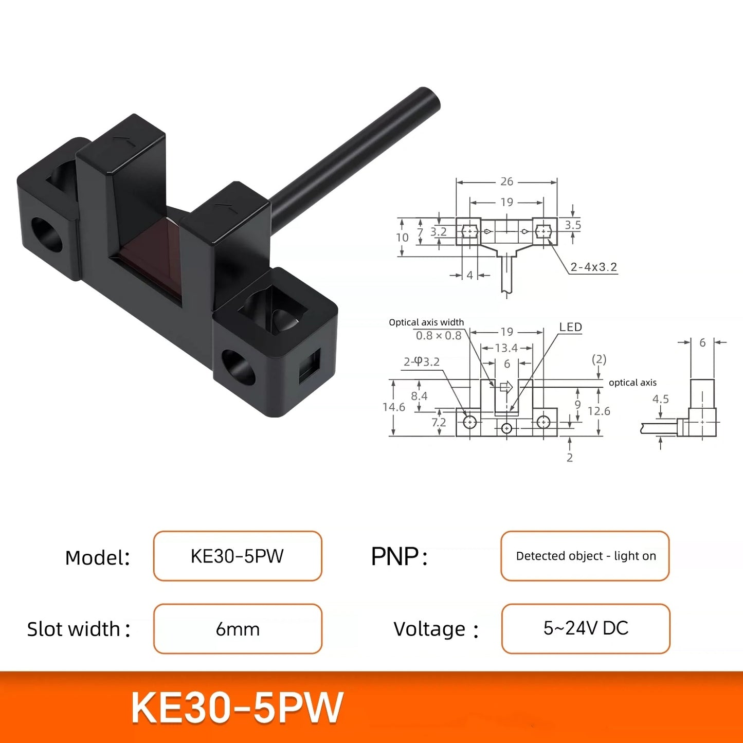 3pcs 5-24VDC U-slot Photoelectric Sensor/Sliding Table Limit Induction Switch