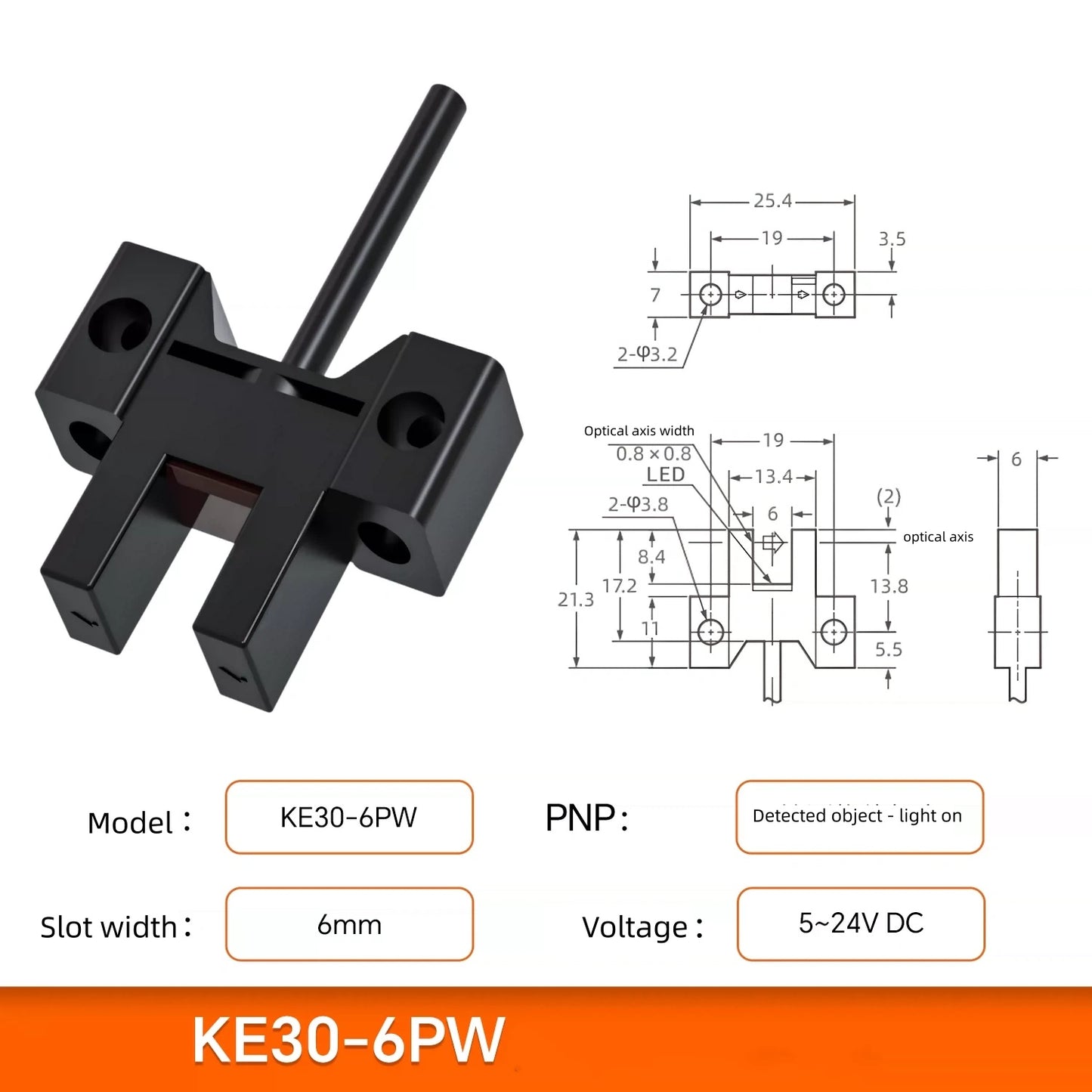 3pcs 5-24VDC U-slot Photoelectric Sensor/Sliding Table Limit Induction Switch