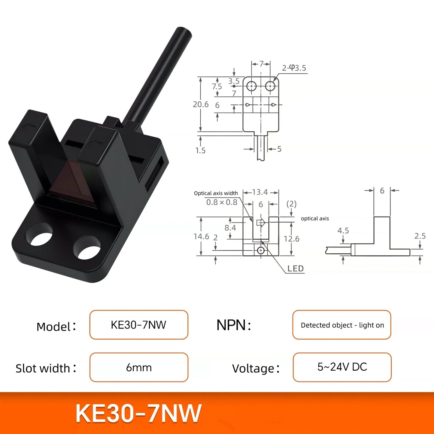 3pcs 5-24VDC U-slot Photoelectric Sensor/Sliding Table Limit Induction Switch