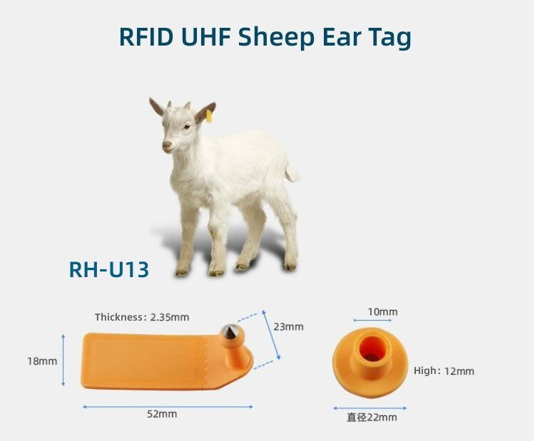 50PCS 860~960MHz Gen2 UHF RFID Animal Ear Tag farm Livestoc long range Identification