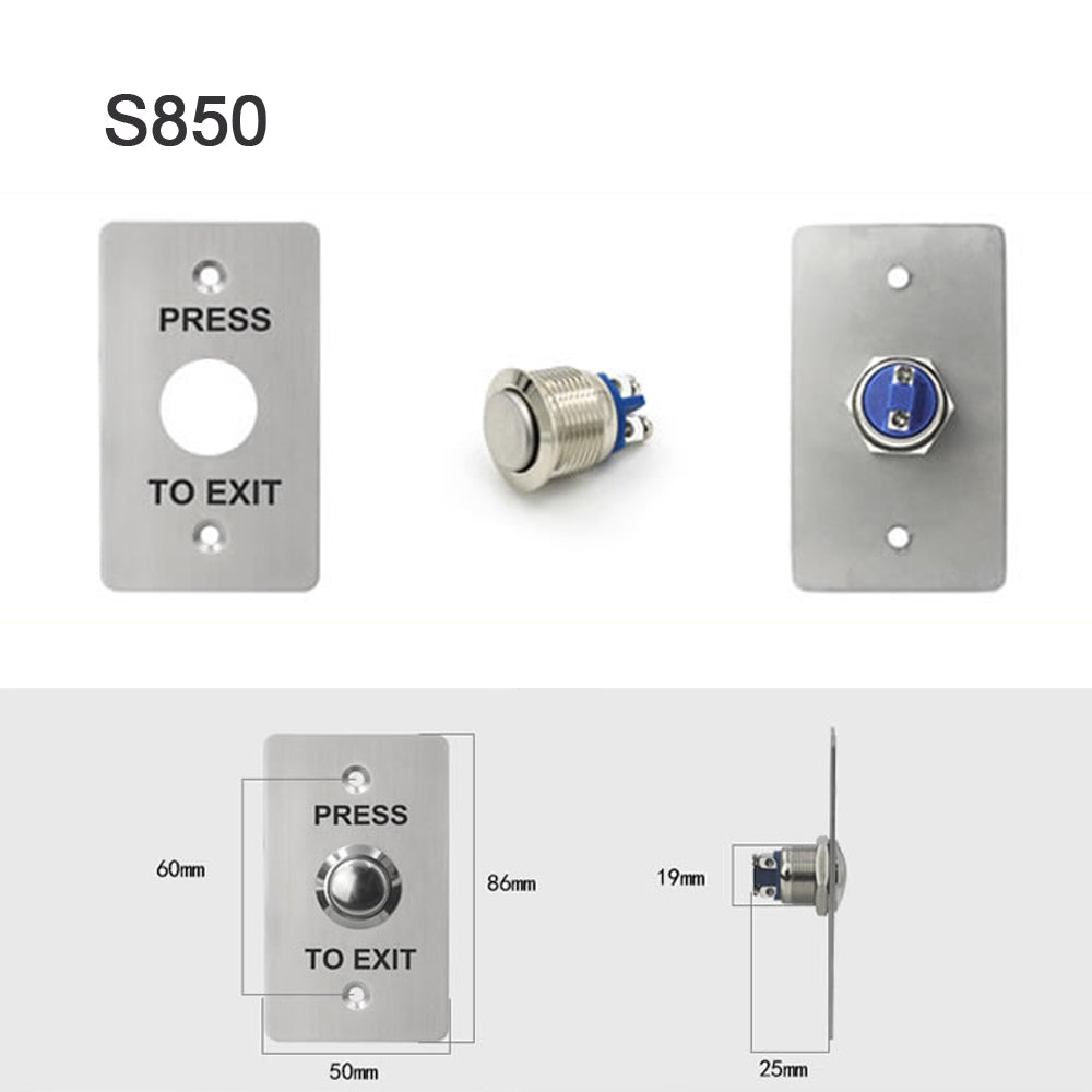 12V Stainless Steel Self Resetting Thick Panel Access Switch and Exit Button